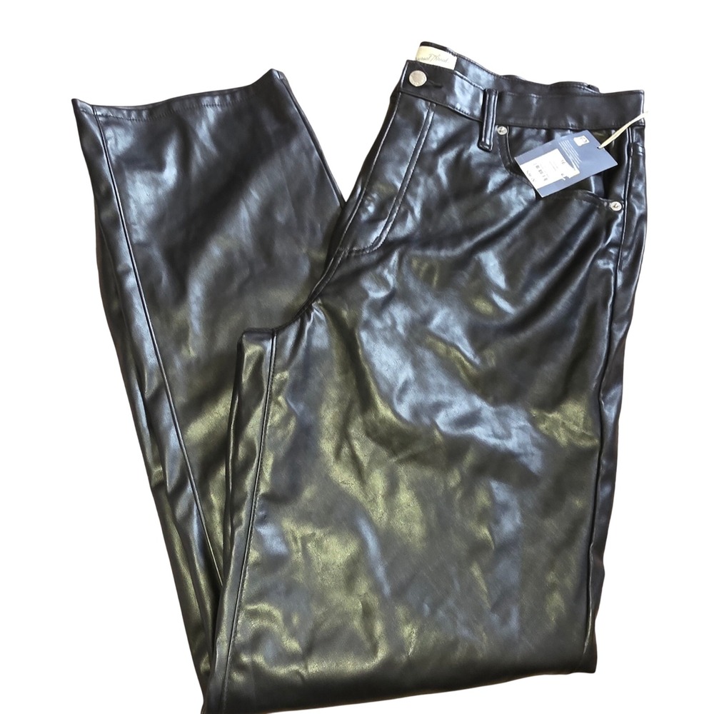 Universal Thread Womens Black‎ Faux Leather Straight Leg Pants Size 16R NWT